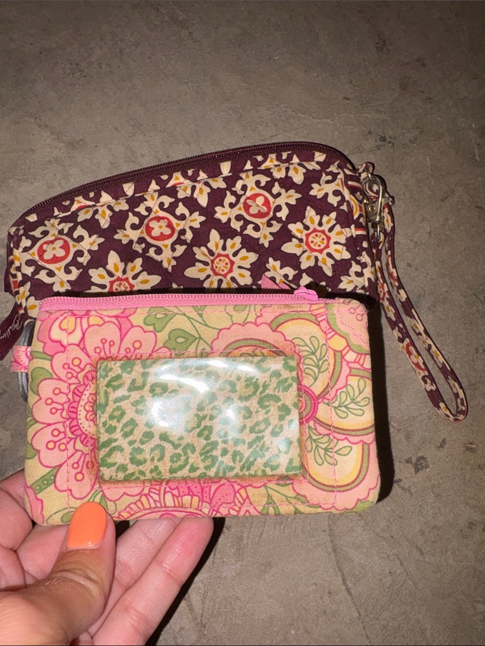 Vera Bradley Quilted Floral Wristlet and Coin Pouch - Burgundy & Pink - Picture 3 of 3